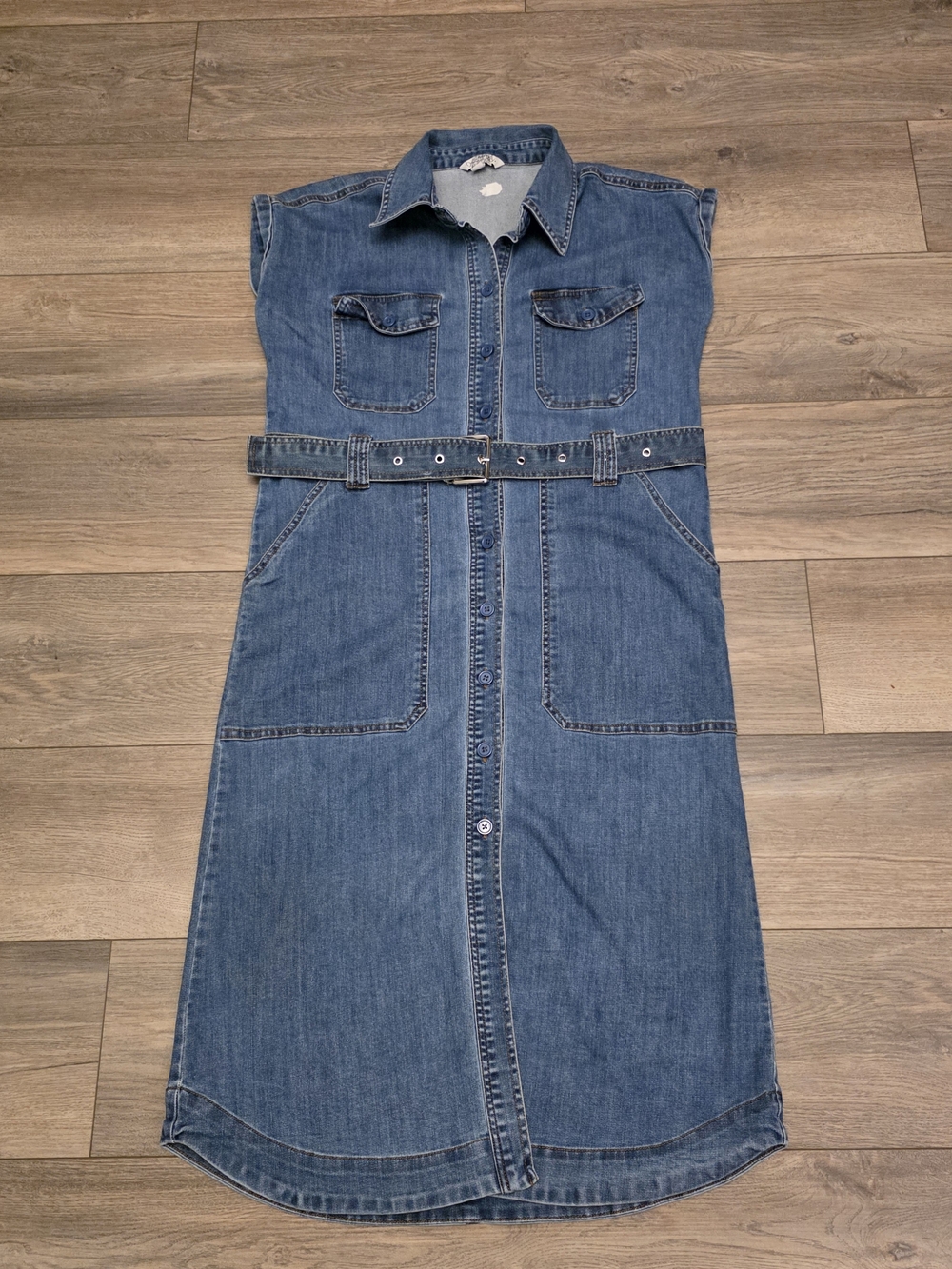 Denium Dress Ophelia Roe Midi Sleeveless Dress Size Medium